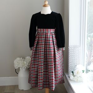 Strasburg Dress Black Velvet Silk Plaid Special Occasion Size 8/10